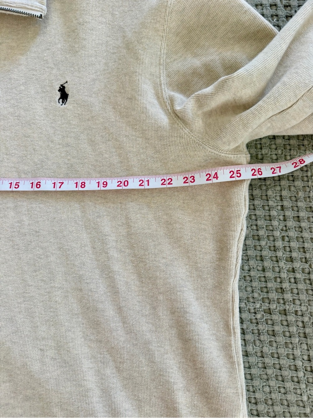 Polo Ralph Lauren 1/4 Zip Mens Oatmeal Beige Cotton Pullover Sweater Size XL - Picture 10 of 11